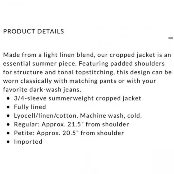 White House Black Market Cropped Linen Blazer Jacket 8 Medium - Picture 11 of 11